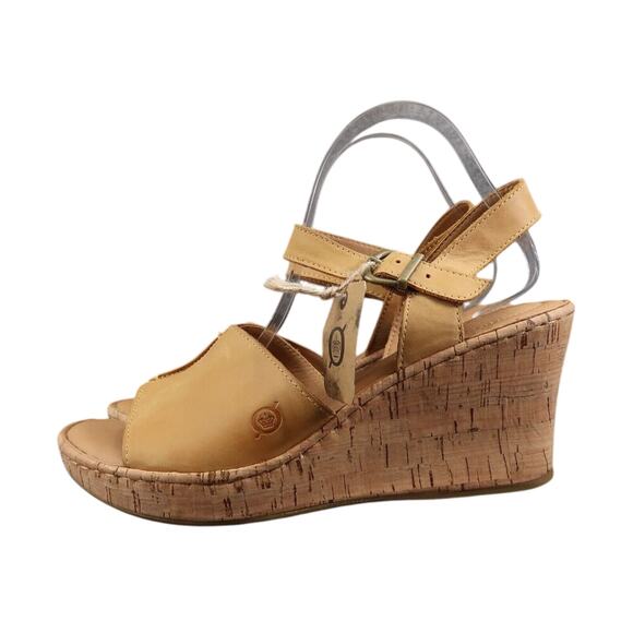 Born Shoes Women 11 Sandal Wedge Leather Ankle Strap Open Toe Agnio Cork Comfort - Picture 4 of 16